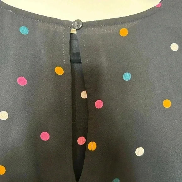 ASOS Black Mini Dress with Color Polka Dots and Bell Sleeves - Picture 4 of 7